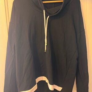 Cyrus Black and White Cowl Neck Sweater with Contrast Trim